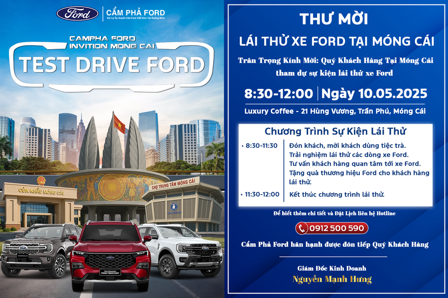 Cẩm Phả Ford Mang Trải Nghiệm Lái Thử Xe Ford Chính Hãng Đến Móng Cái – Quảng Ninh!