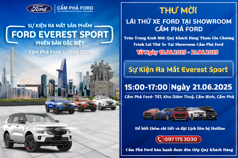 Ra Mắt Ford Everest Sport SE Tại Cẩm Phả Ford – Sự Kiện SUV Đáng Chờ Đợi Nhất Tháng 6/2025!