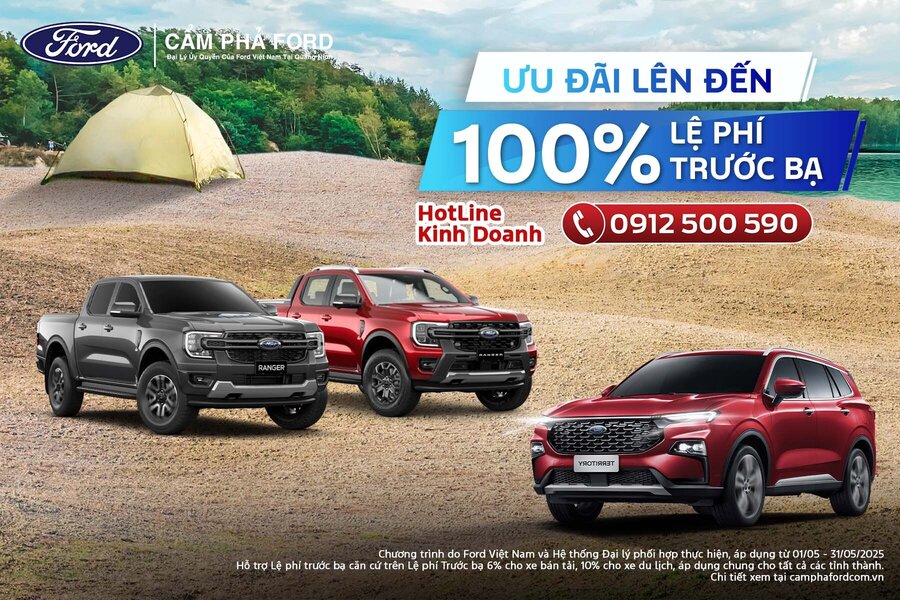 Ưu Đãi Cực Chất Tháng 5 Tại Cẩm Phả Ford: Hỗ Trợ Lên Đến 100% Lệ Phí Trước Bạ Cho Khách Mua Ford Wildtrak & Territory