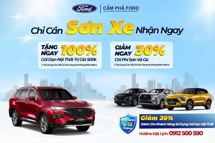 Ưu Đãi Đồng Sơn & Dọn Nội Thất Tháng 8 – Làm Đẹp Xe, Nhận Quà Ngay Tại Cẩm Phả Ford!